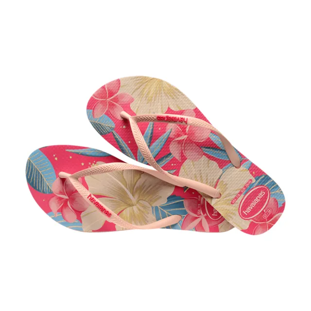 【havaianas 哈瓦仕】拖鞋 女鞋 夾腳拖 花卉 Slim Floral 粉 4129848-9898W(哈瓦士)