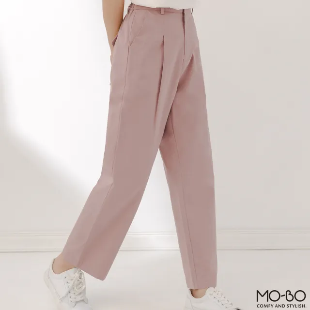 【MO-BO】日系棉質打褶剪裁錐形褲