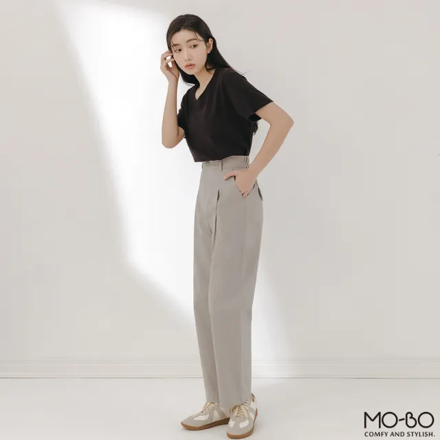 【MO-BO】日系棉質打褶剪裁錐形褲