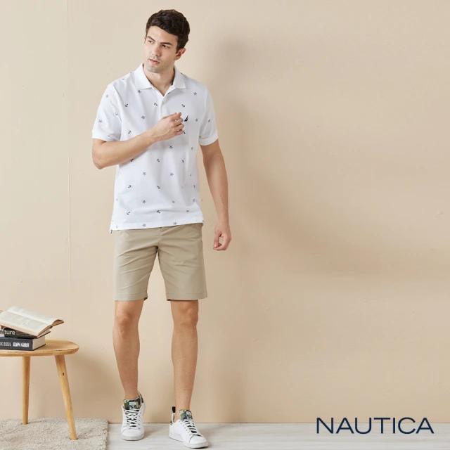 NAUTICA 男裝 經典涼感透氣休閒短褲(卡其色)