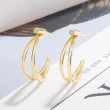 【Emi 艾迷】韓劇金喜愛同款點鑽雙線勾勒925銀針耳環(韓劇 夫妻的世界 同款)