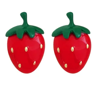 【MISA】S925銀針耳環 草莓耳環/韓國設計S925銀針可愛甜心小草莓造型耳環(紅)