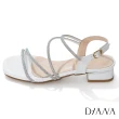 【DIANA】DIANA 2.5 cm牛皮水鑽軟條環踝羅馬涼鞋(白)
