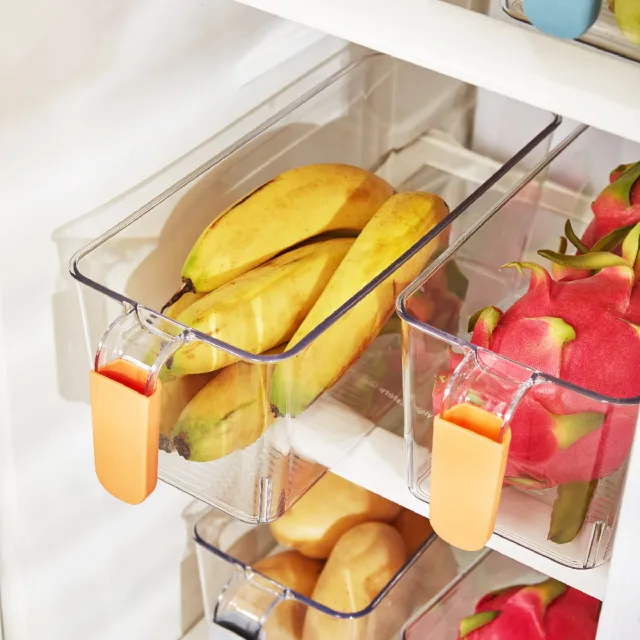 【帕斯特收納生活】2入/大號寬款-透明冰箱蔬果收納盒 廚房收納 生鮮分類盒 多功能儲物盒(收納盒)