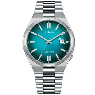 【CITIZEN 星辰】經典紳士時尚自動上鍊機械錶-40mm/湖水綠 母親節 禮物(NJ0151-88X)