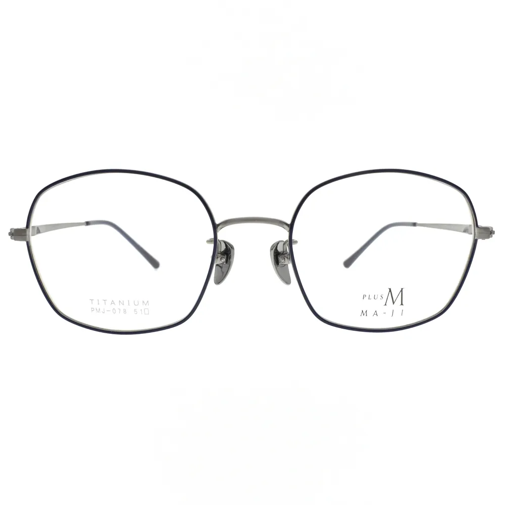 【MA-JI MASATOMO】復古雕刻多邊款 日本鈦 光學眼鏡 PLUS M系列(深藍 銀#PMJ078 C3)