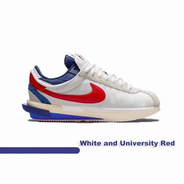 NIKE 耐吉】聯名限定鞋Sacai x Nike Zoom Cortez SP 阿甘鞋白紅藍男女