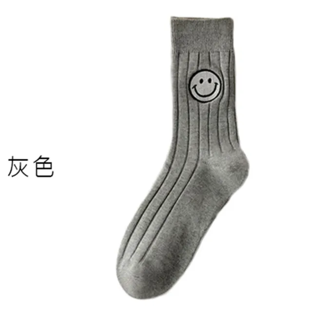 【OT SHOP】女款笑臉寬條紋中筒襪 M1217(襪子 日系學院風)