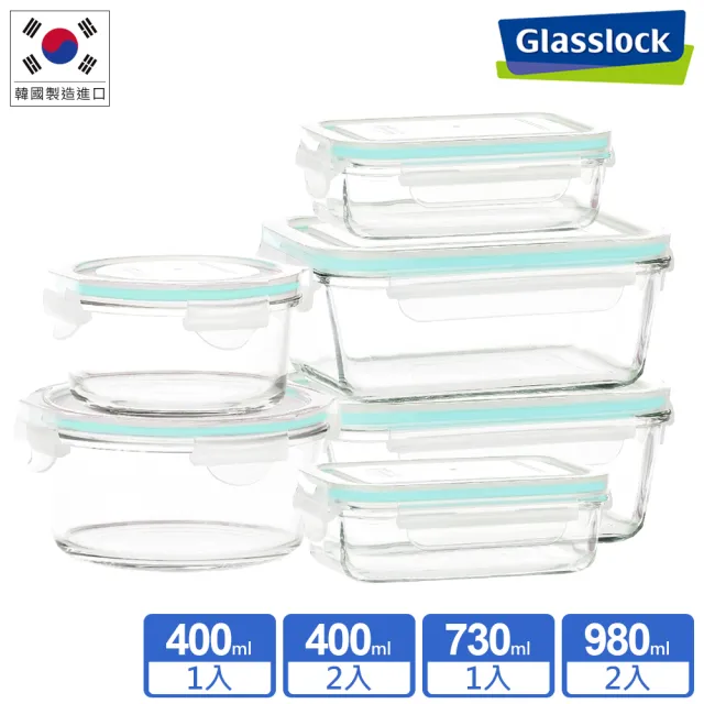 【Glasslock】強化玻璃微波保鮮盒實用6件組