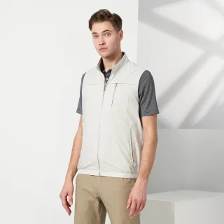 【pierre cardin 皮爾卡登】休閒服飾 男款 都會休閒立領薄背心-淺卡其色(5237361-84)