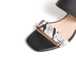 【KOKKO 集團】寬版造型柔軟羊皮粗跟涼鞋(黑色)