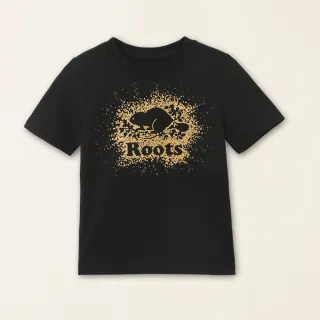 【Roots】Roots小童-星際遨遊系列 金屬潑墨海狸短袖T恤(黑色)