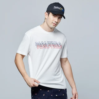 【NAUTICA】男裝 品牌LOGO漸變文字造型短袖T恤(白色)