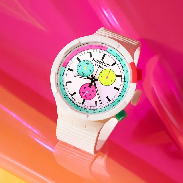 【SWATCH】BIG BOLD系列手錶 THE PURITY OF NEON 男錶 女錶 瑞士錶 錶(47mm)