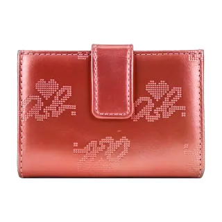 【agnes b.】ab heart 點點印紋卡片夾零錢包(橘紅/展示品)