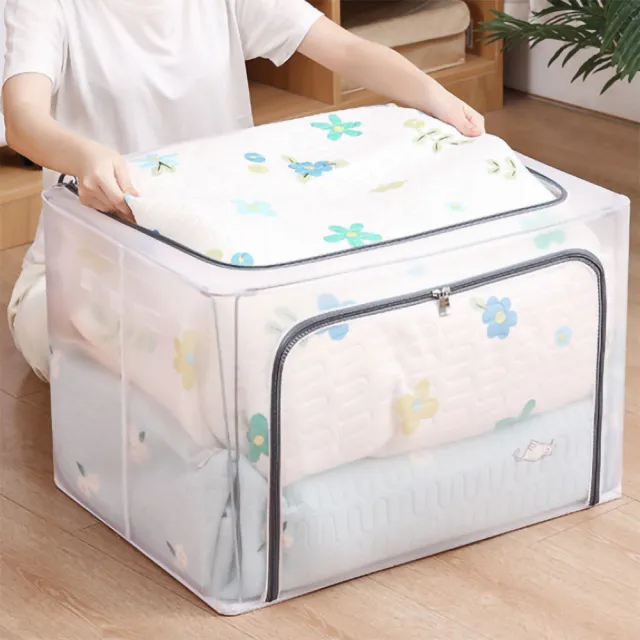 【EZlife】PVC透明防潮棉被衣服收納箱-110L