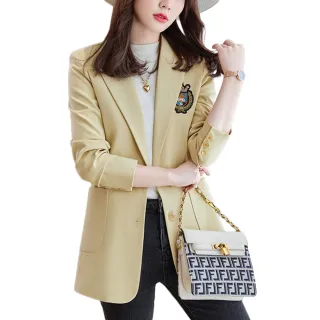 【MsMore】西裝外套英倫風減齡氣質韓版中長版西裝外套#115678(2色)