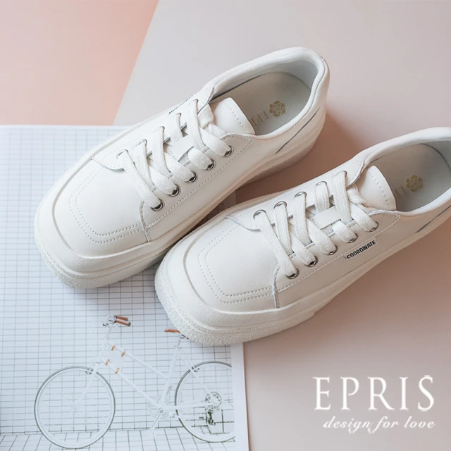 【EPRIS 艾佩絲】現貨 百搭時尚小白鞋 女子漫步旅行 網美休閒穿搭小白鞋 版型偏大22.5-25-米白(休閒鞋)