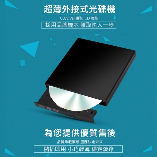 【ZHENWEI MOBILE 震威電信】外接式DVD光碟機 可讀取DVD CD 可燒錄CD 隨插即用 黑白(隨插即用 讀取穩定)