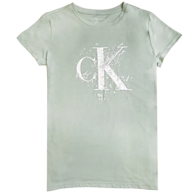 【Calvin Klein 凱文克萊】女生 大Logo 短袖上衣(平輸品)
