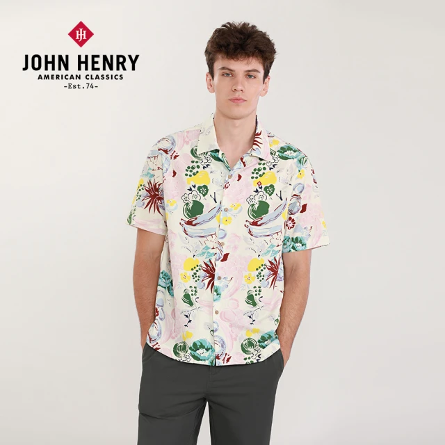 【JOHN HENRY】多彩印圖古巴領花襯衫