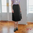 【2CV】小鈕扣棉質長裙棉裙休閒裙-兩色ND026(MOMO獨家販售)
