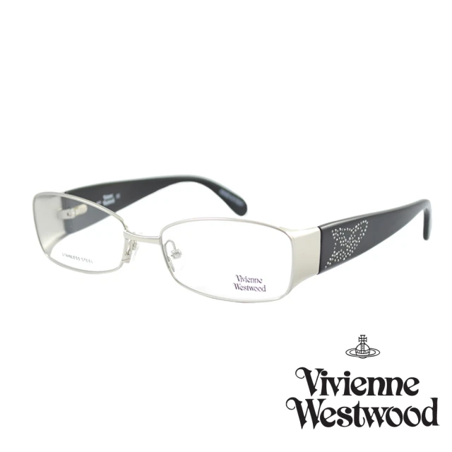 Vivienne Westwood 鑽飾工業英倫風 光學鏡框-黑銀185 01(黑銀-VW185 01)