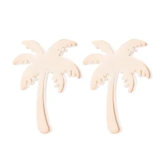 【VIA】白鋼耳釘 白鋼耳環 椰子樹耳釘/植物系列 椰子樹造型白鋼耳釘(金色)