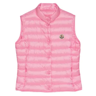 【MONCLER】女款 品牌LOGO 粉色按扣羽絨背心(1號USA-S、2號USA-M、3號USA-L)