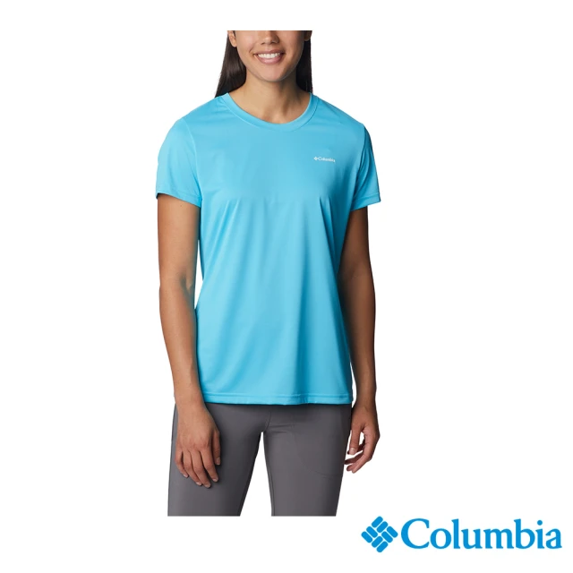 Columbia 哥倫比亞 官方旗艦 女款-Columbia Hike™快排短袖上衣-藍色(UAR98050BL / 2023年春夏)