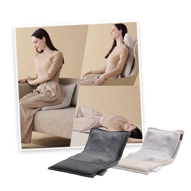 【台隆手創館】Lourdes V型溫感指壓按摩椅墊-煙燻灰/奶霜杏 AX-HPL368(按摩枕)