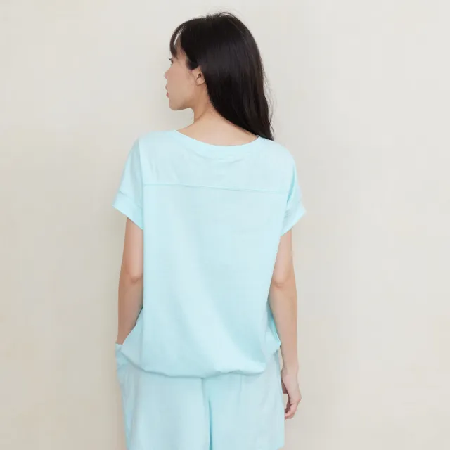 【Fantino 凡第諾】MIT有機棉寬版短袖睡衣套裝-晴空藍(睡衣/居家服套裝/家居服套裝)