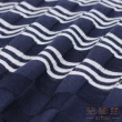 【MYVEGA 麥雪爾】涼感波浪格紋五分袖針織上衣-深藍