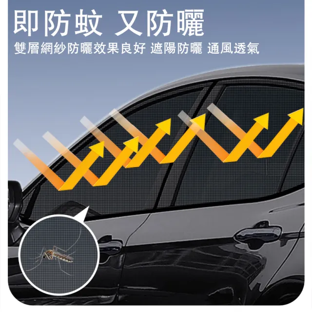 【東京 Ito】防蚊蟲汽車遮陽紗窗(車窗網紗 遮陽簾 車載 窗簾 防曬蚊帳 通用特斯拉Model3 通風 免安裝)