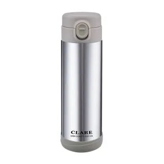 【CLARE 可蕾爾】316不鏽鋼陶瓷彈跳保溫杯 銀色 500cc(保溫杯、陶瓷保溫、彈跳瓶)(保溫瓶)