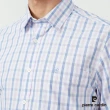 【pierre cardin 皮爾卡登】商務休閒 男款 混棉格紋短袖襯衫-藍色(5237164-35)