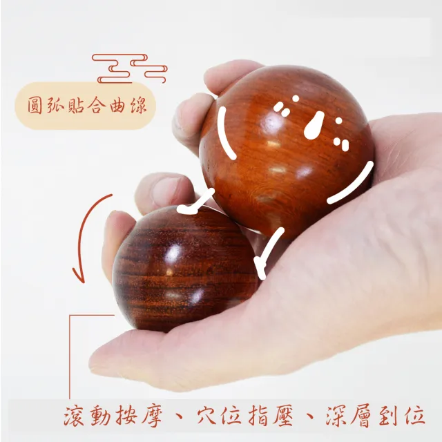 【經脈活絡】花梨木保健手球2入-附布袋(按摩球 穴位按摩 放鬆肌肉 掌中雷 足底按摩 解壓 復健)