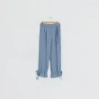 【CUMAR】褲口綁結設計直筒寬版-女長褲 綁結 藍 黑(二色/版型適中)