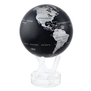 【MOVA】光能地球儀 - 現代銀黑地圖Black and Silver  6英吋(氛圍感擺設．精緻送禮．旋轉地球儀)