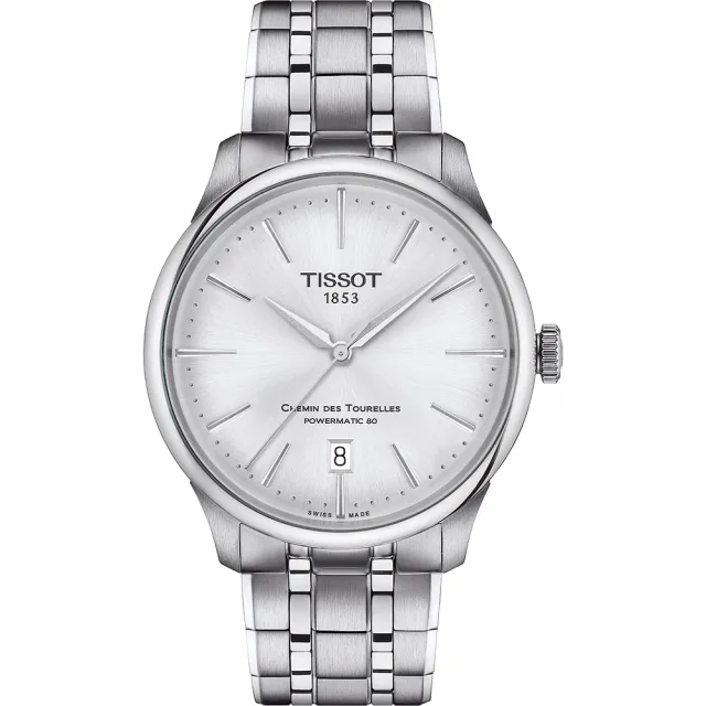 【TISSOT 天梭】杜魯爾系列動力80小時機械錶-39mm 錶 生日禮 送禮(T139.807.11.031.00)