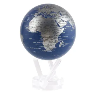 【MOVA】光能地球儀 - 古典銀藍地圖Blue and Silver 6英吋(氛圍感擺設．精緻送禮．旋轉地球儀．情人節禮物)