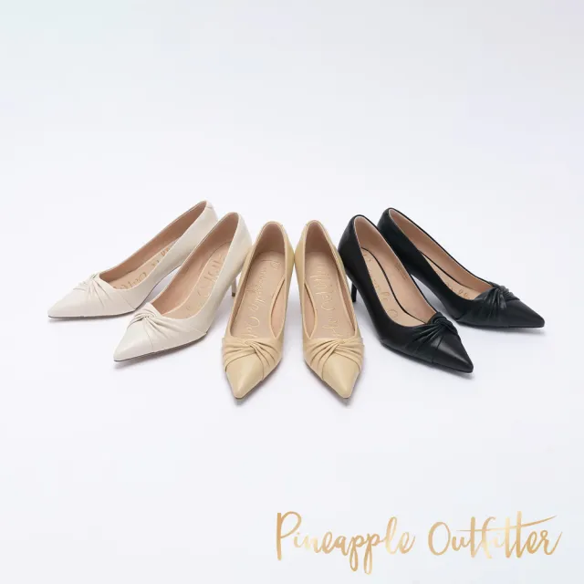 【Pineapple Outfitter】GEFJUN 羊皮扭結尖頭中跟鞋(黑色)