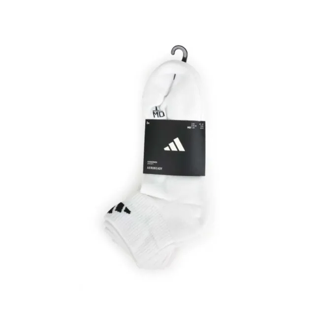 【adidas 愛迪達】男女運動短襪-三雙入-襪子 吸濕排汗 訓練 慢跑 愛迪達 白黑(HT3450)