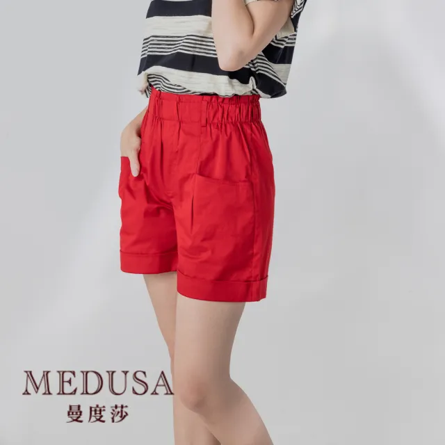 【MEDUSA 曼度莎】現貨-紅色寬腰頭鬆緊短褲（M-XL）｜女短褲 休閒短褲 鬆緊腰頭(105-60203)