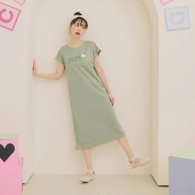 【OB 嚴選】KITTYCUTIELAND配色印花連袖長洋裝 《KB1488》