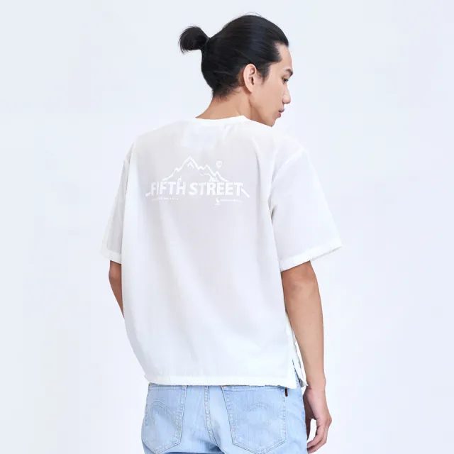 【5th STREET】中性  短t 短袖 上衣 t恤 TEE 夜光 logo 白色(570921)