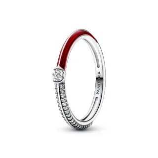 【Pandora 官方直營】Pandora ME 密鑲寶石配紅色琺瑯戒指