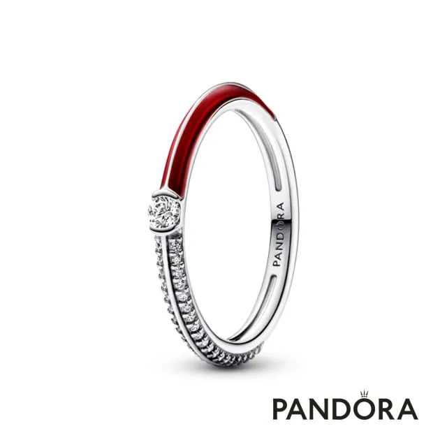 【Pandora 官方直營】Pandora ME 密鑲寶石配紅色琺瑯戒指