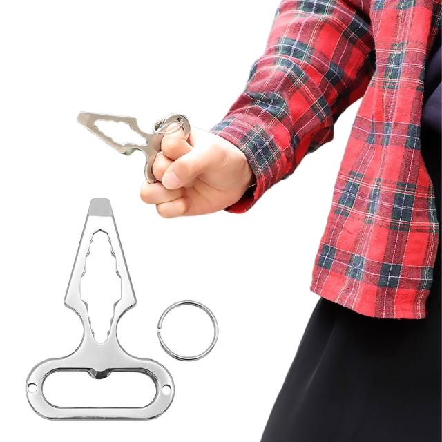 【戶外用品】不鏽鋼多功能防身尖刺-2入(便攜 防狼 安全 螺絲板手 開瓶器 一字起子 野營 瑞士刀 萬用工具)