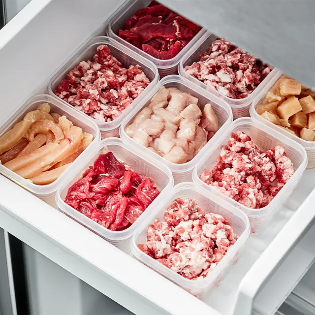 【Dagebeno荷生活】食品級PP材質透明條紋保鮮盒 冷凍肉類食材分裝盒-100ml一組(共4入)